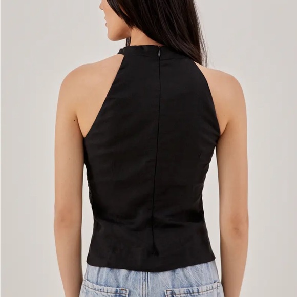 NWT Love Bonito Lana Black Halter Neck Top Linen Cotton Size US 4 or Small - Picture 4 of 8